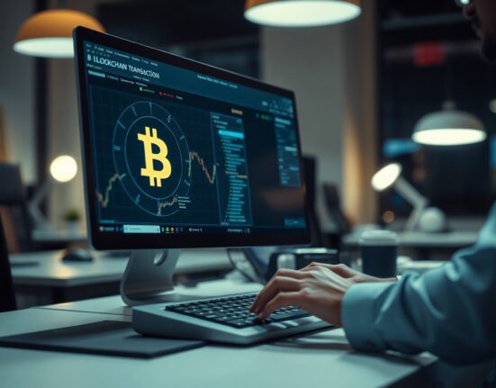 Bitcoin whale transaction on a computer screen with a Bitcoin symbol