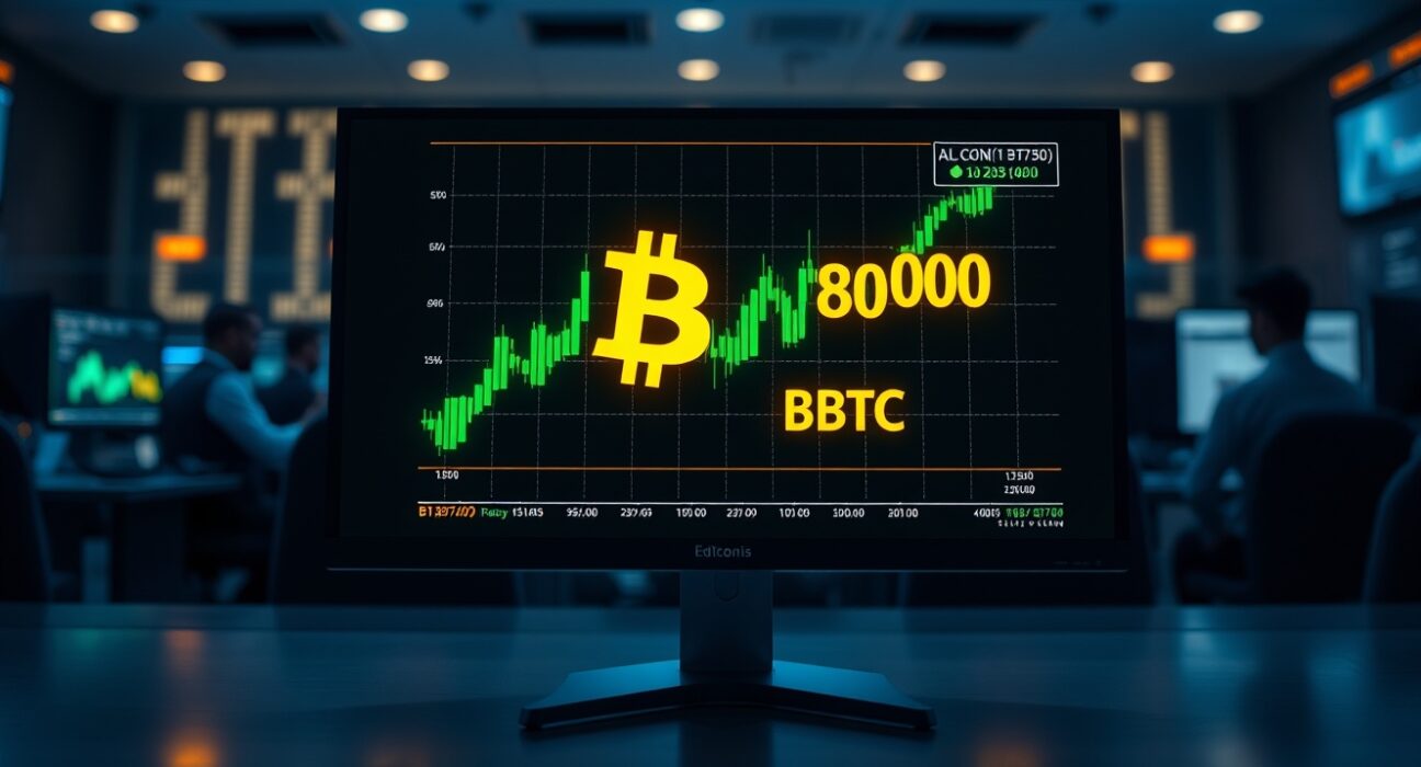 Bitcoin chart on a professional trading display showing whale accumulation data