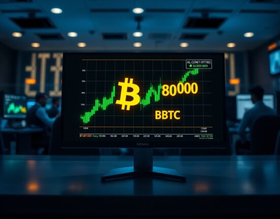 Bitcoin chart on a professional trading display showing whale accumulation data