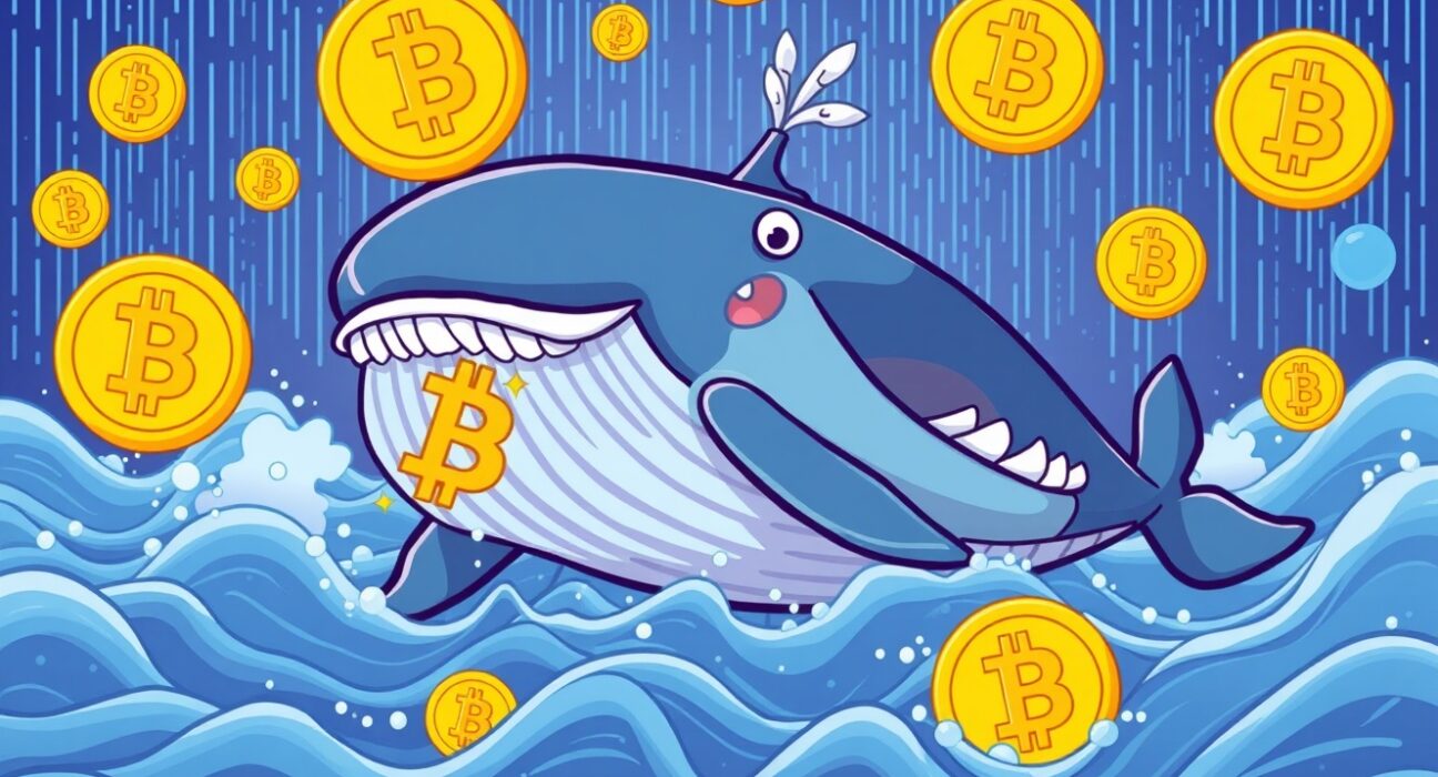 Bitcoin whale activity showing large cryptocurrency movement in blockchain network