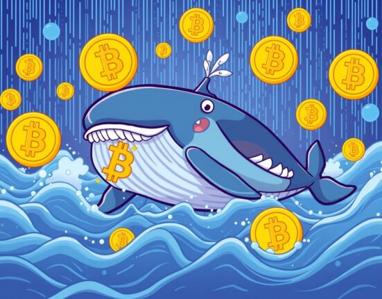 Bitcoin whale activity showing large cryptocurrency movement in blockchain network