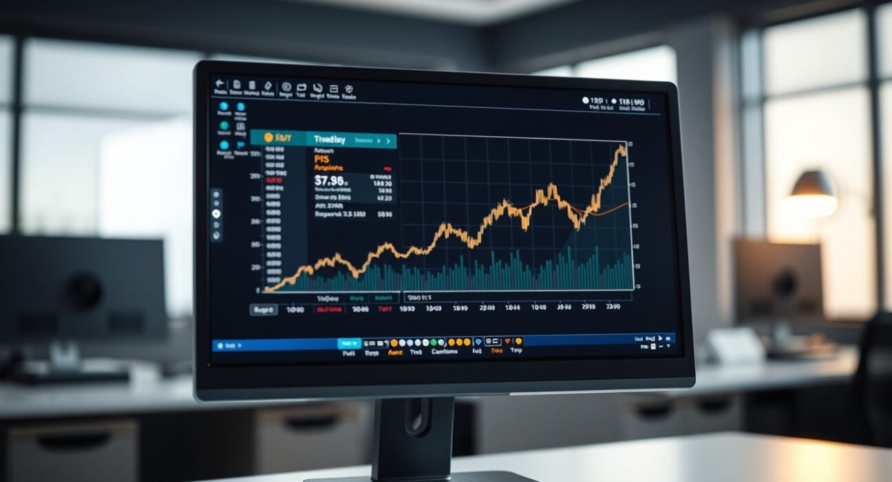 Bitcoin price chart on a monitor showing an upward trend, symbolizing whale accumulation