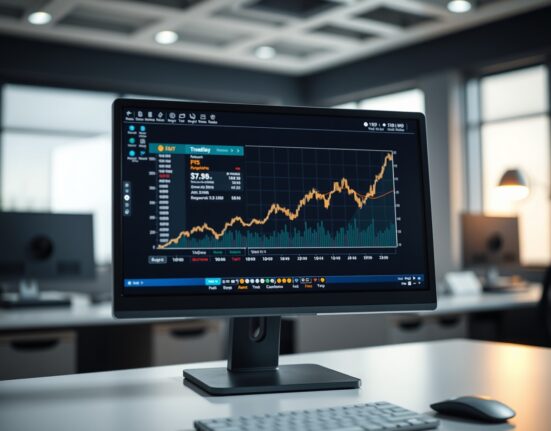 Bitcoin price chart on a monitor showing an upward trend, symbolizing whale accumulation