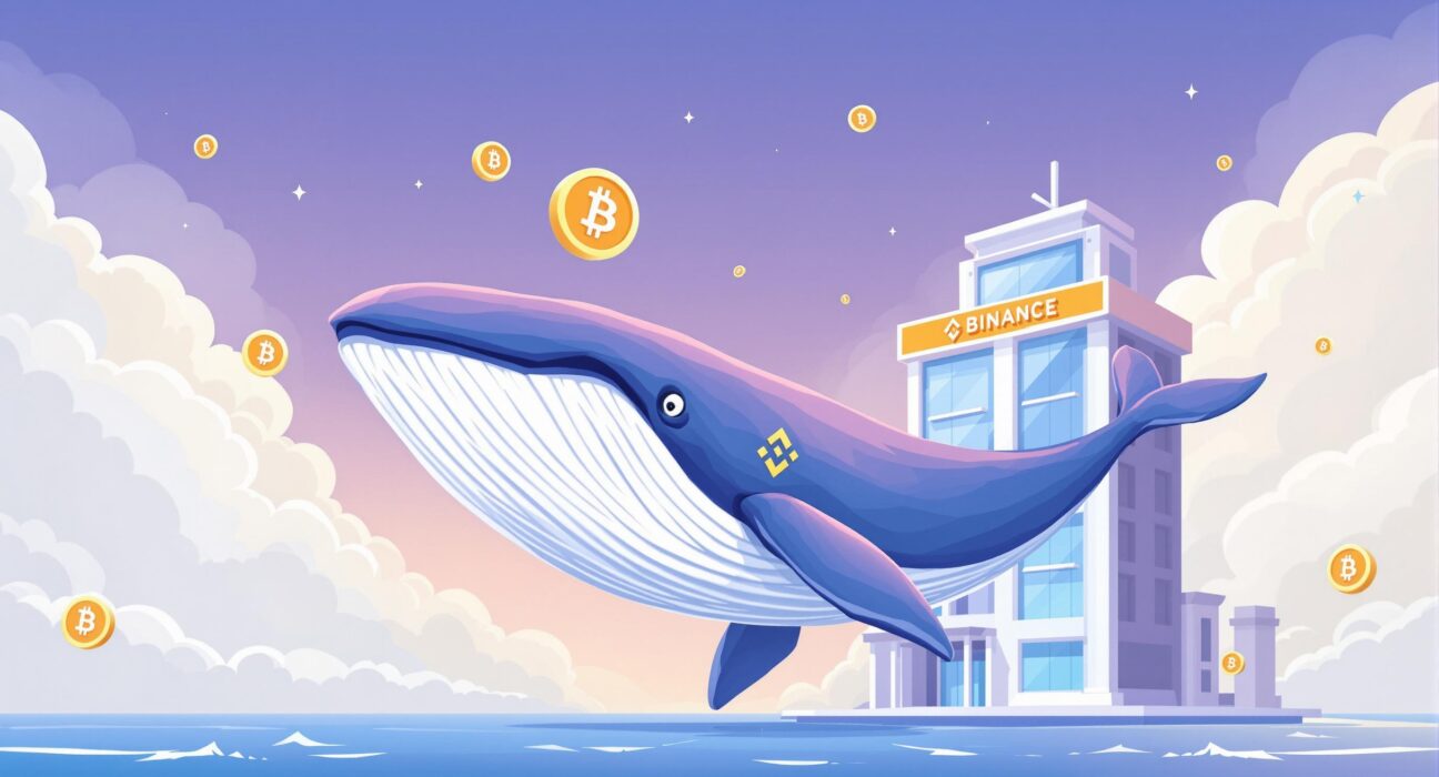 A large Bitcoin Whale depositing cryptocurrency into a digital exchange, illustrating significant market movement.