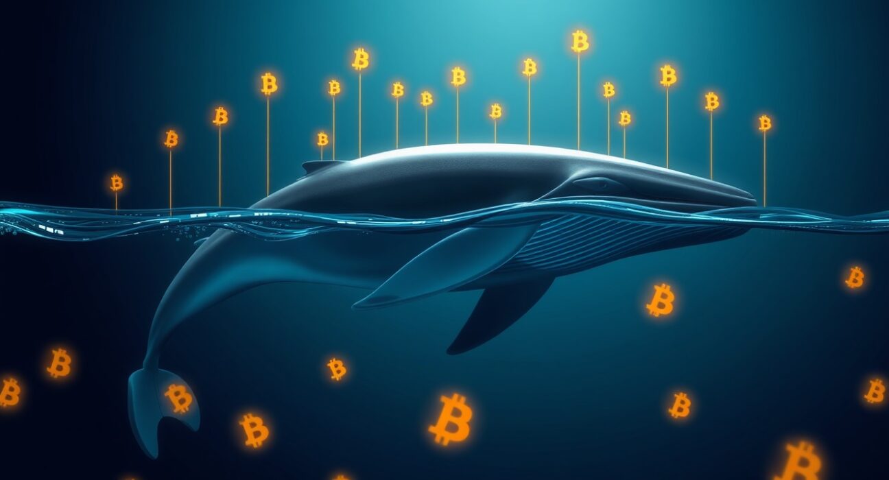 Bitcoin whale accumulating cryptocurrency from Binance exchange in digital ocean