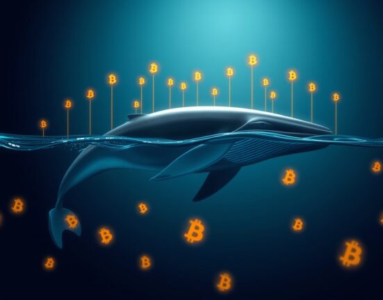 Bitcoin whale accumulating cryptocurrency from Binance exchange in digital ocean