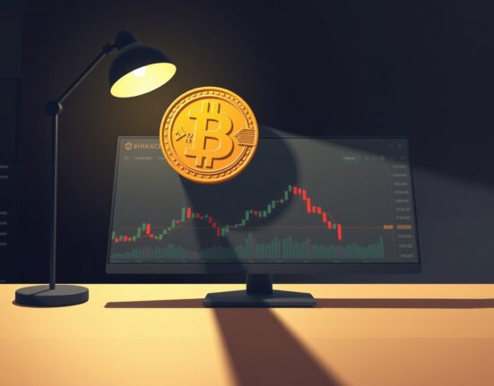 A Bitcoin coin symbolizes a major whale's potential $55.6 million loss on the Binance exchange.