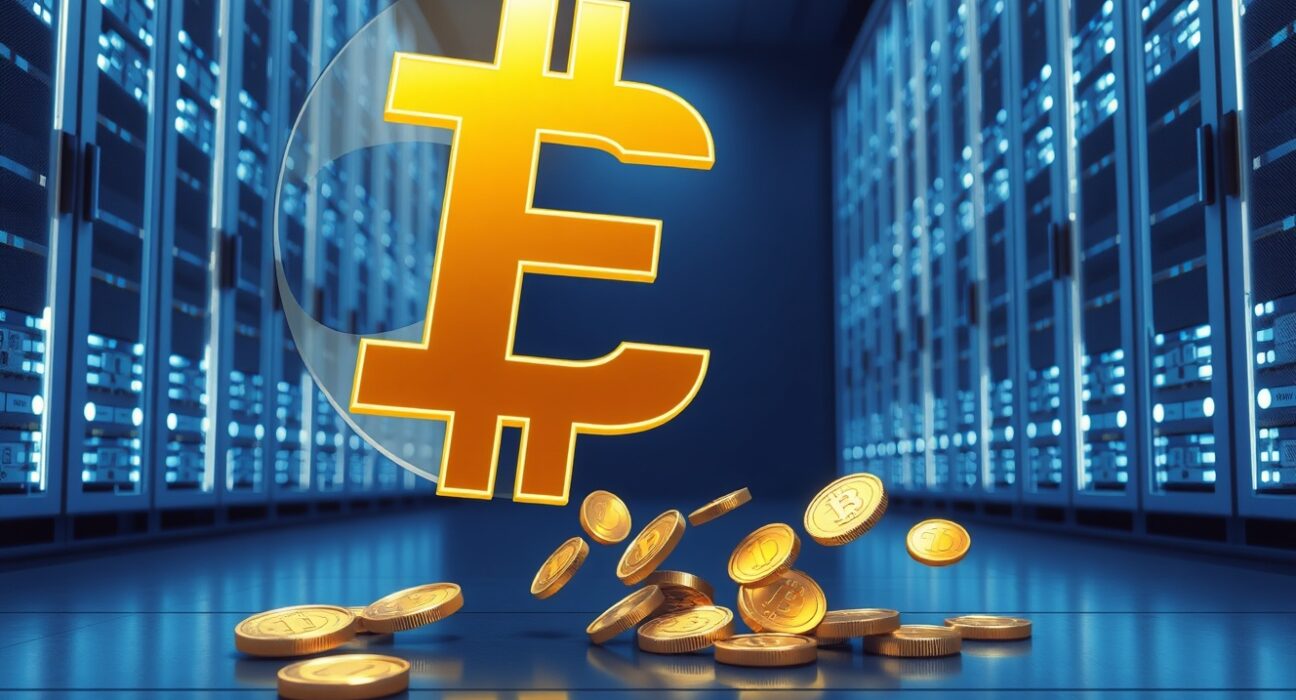 Conceptual image of a Bitcoin whale transaction representing a large BTC deposit to an exchange.