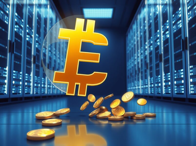 Conceptual image of a Bitcoin whale transaction representing a large BTC deposit to an exchange.