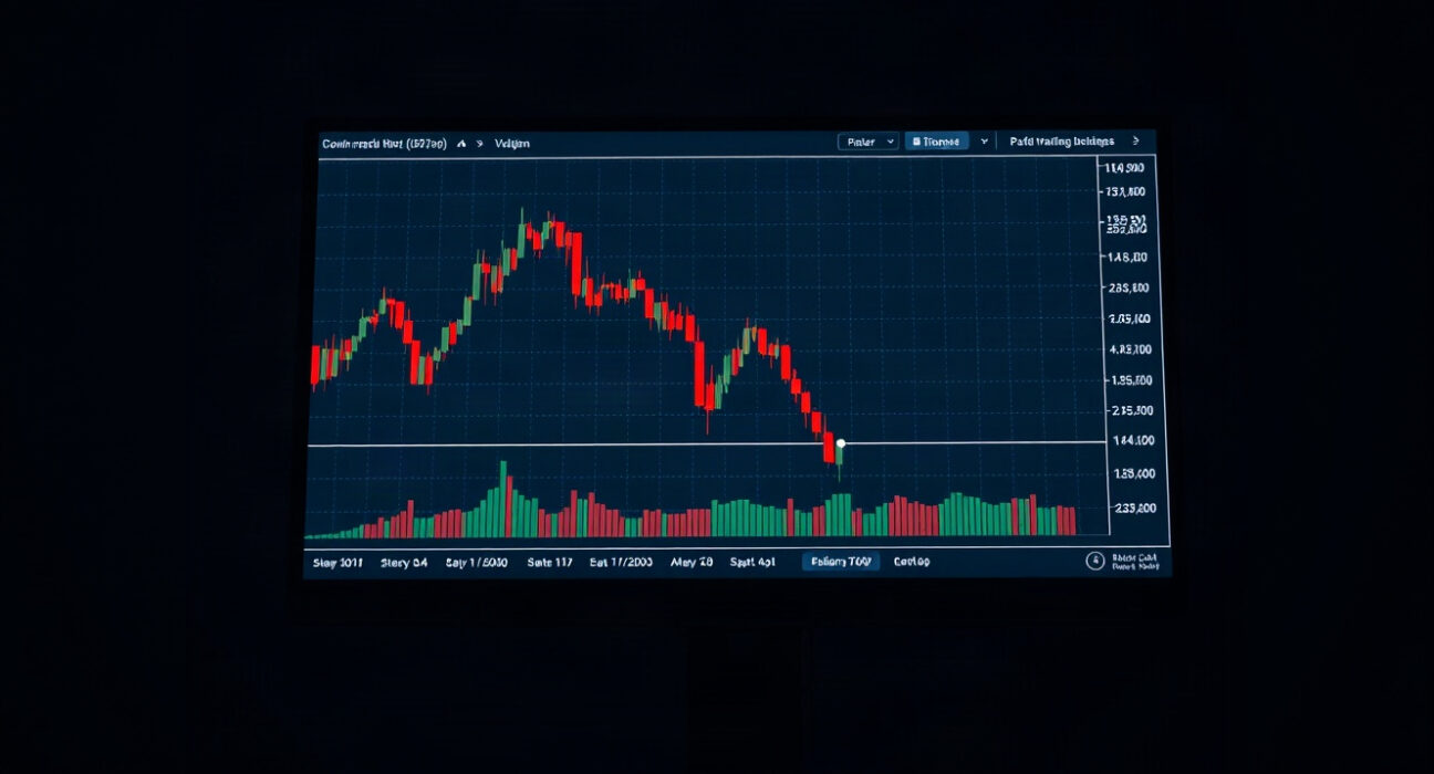 Bitcoin price chart showing a downward trend, representing a whale's losing short position