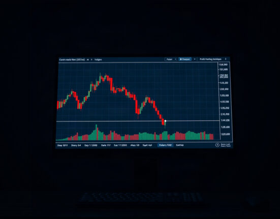 Bitcoin price chart showing a downward trend, representing a whale's losing short position