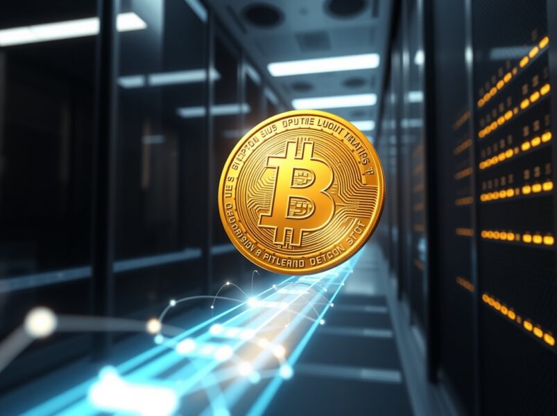 Conceptual image of a large Bitcoin transaction moving to a mining pool, representing the $278 million whale transfer.