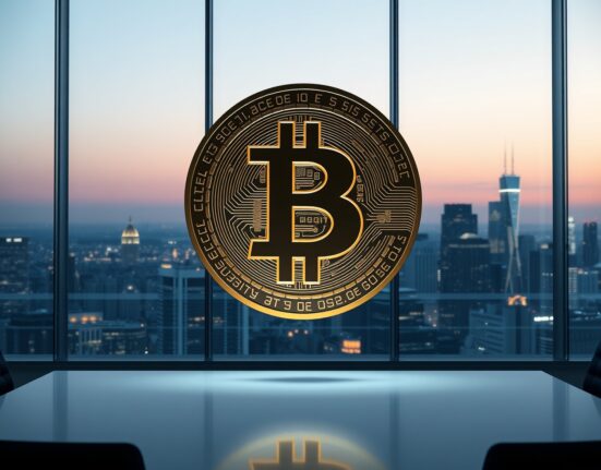 A Bitcoin symbol representing the $223 million institutional transfer to Galaxy Digital.