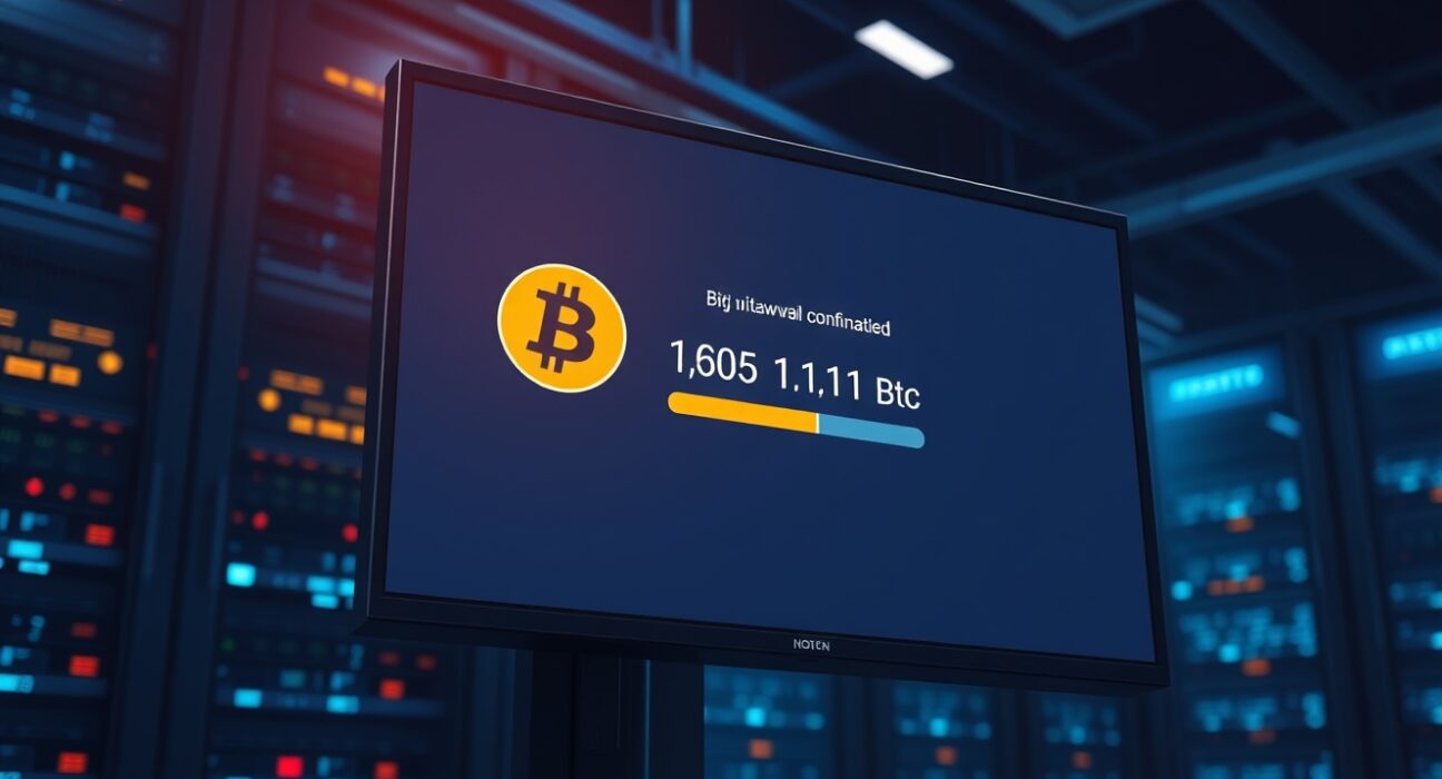 Bitcoin withdrawal from Binance showing 1,051 BTC transferred to a new wallet, indicating whale accumulation.