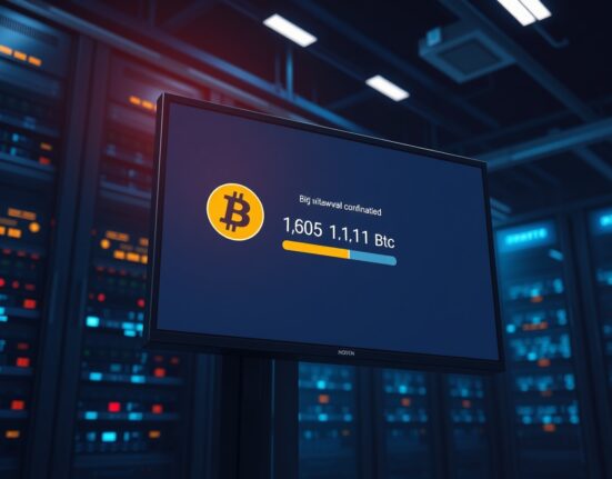 Bitcoin withdrawal from Binance showing 1,051 BTC transferred to a new wallet, indicating whale accumulation.