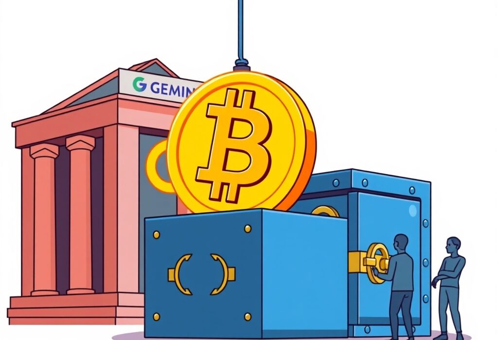 A cartoon illustration of a significant Bitcoin withdrawal moving from a crypto exchange to a secure new wallet, symbolizing long-term holding.