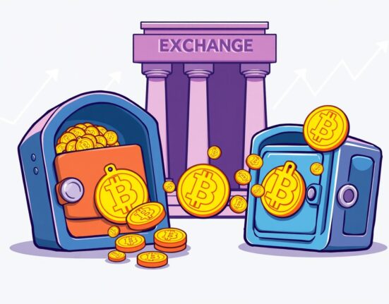 An illustration depicting significant Bitcoin withdrawals from an exchange, symbolizing a strong intent to hold among large investors.