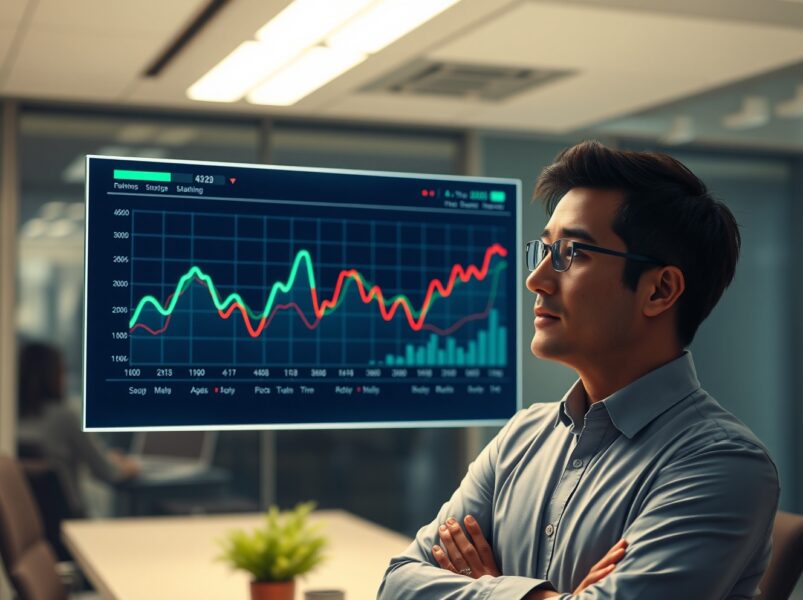 Analyst reviewing cryptocurrency sector performance data on a financial dashboard showing market trends.