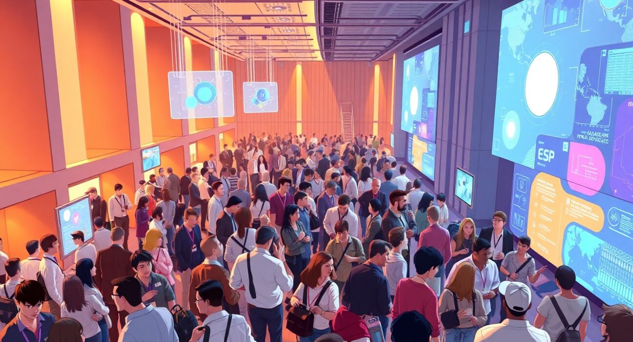 Bitcoin World Disrupt 2026 conference attendees networking at Moscone West in San Francisco