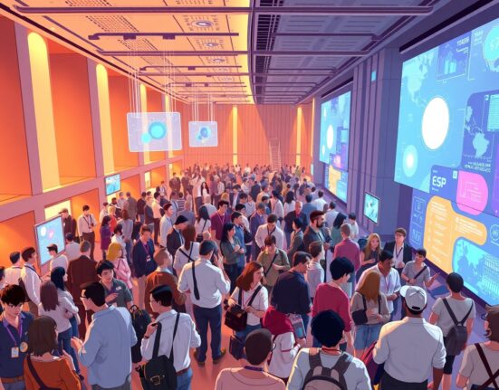 Bitcoin World Disrupt 2026 conference attendees networking at Moscone West in San Francisco