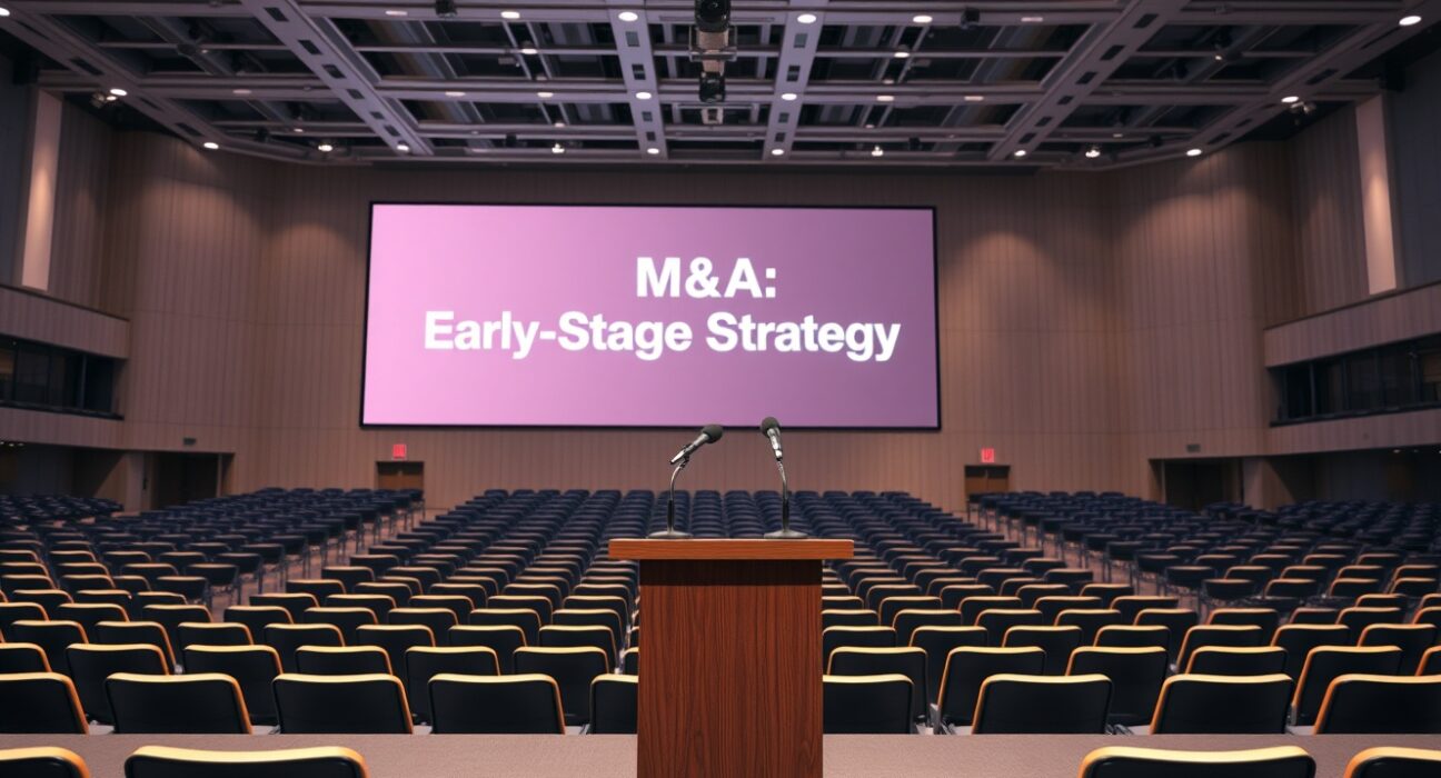 Moscone West convention center stage set for M&A panel at Bitcoin World Disrupt 2026