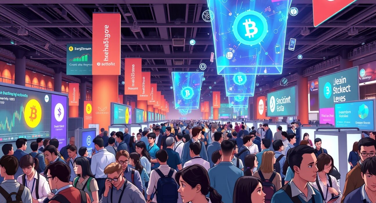 Bitcoin World Disrupt 2026 conference networking scene with tech professionals in San Francisco
