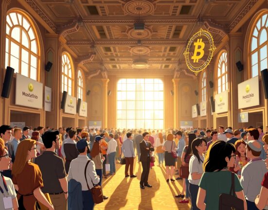 Bitcoin World Disrupt 2026 conference networking scene with tech professionals in San Francisco
