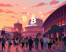 Bitcoin World Disrupt 2026 conference at Moscone West in San Francisco with tech professionals gathering