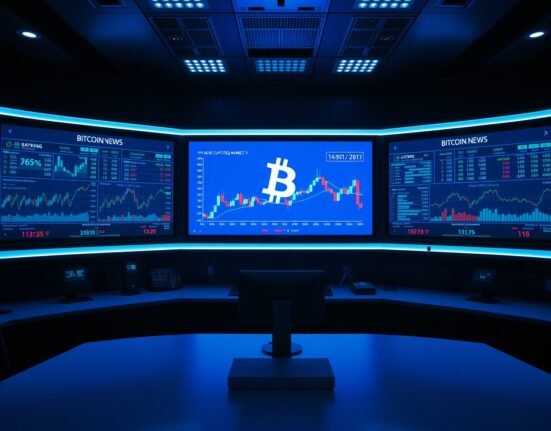 Bitcoin World Live newsroom with real-time crypto market data screens