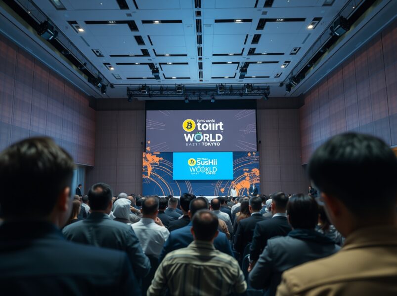 Bitcoin World and SusHi Tech Tokyo conference stage at Tokyo Big Sight during the 2026 innovation event.