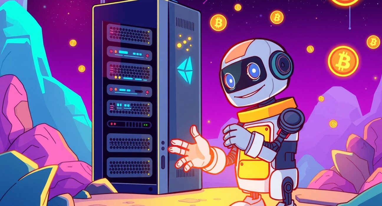 Bitcoin World system maintenance illustrated as a friendly robot upgrading a glowing server for better crypto services.