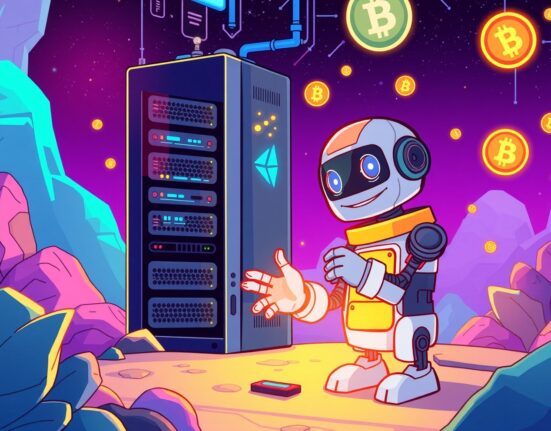 Bitcoin World system maintenance illustrated as a friendly robot upgrading a glowing server for better crypto services.