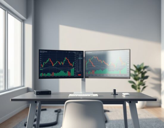 Analysis of top cryptocurrency gainers and losers on a professional trading desk monitor.