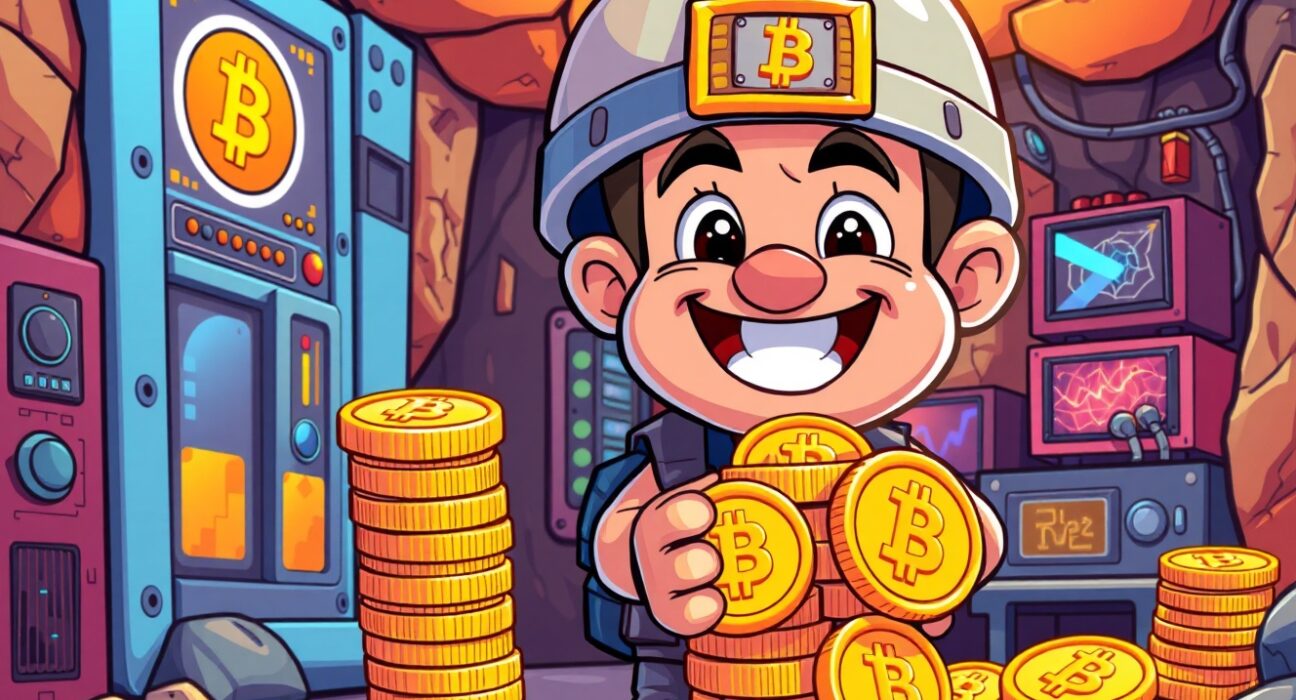 Bitdeer BTC holdings growing as cartoon miner stacks Bitcoin coins