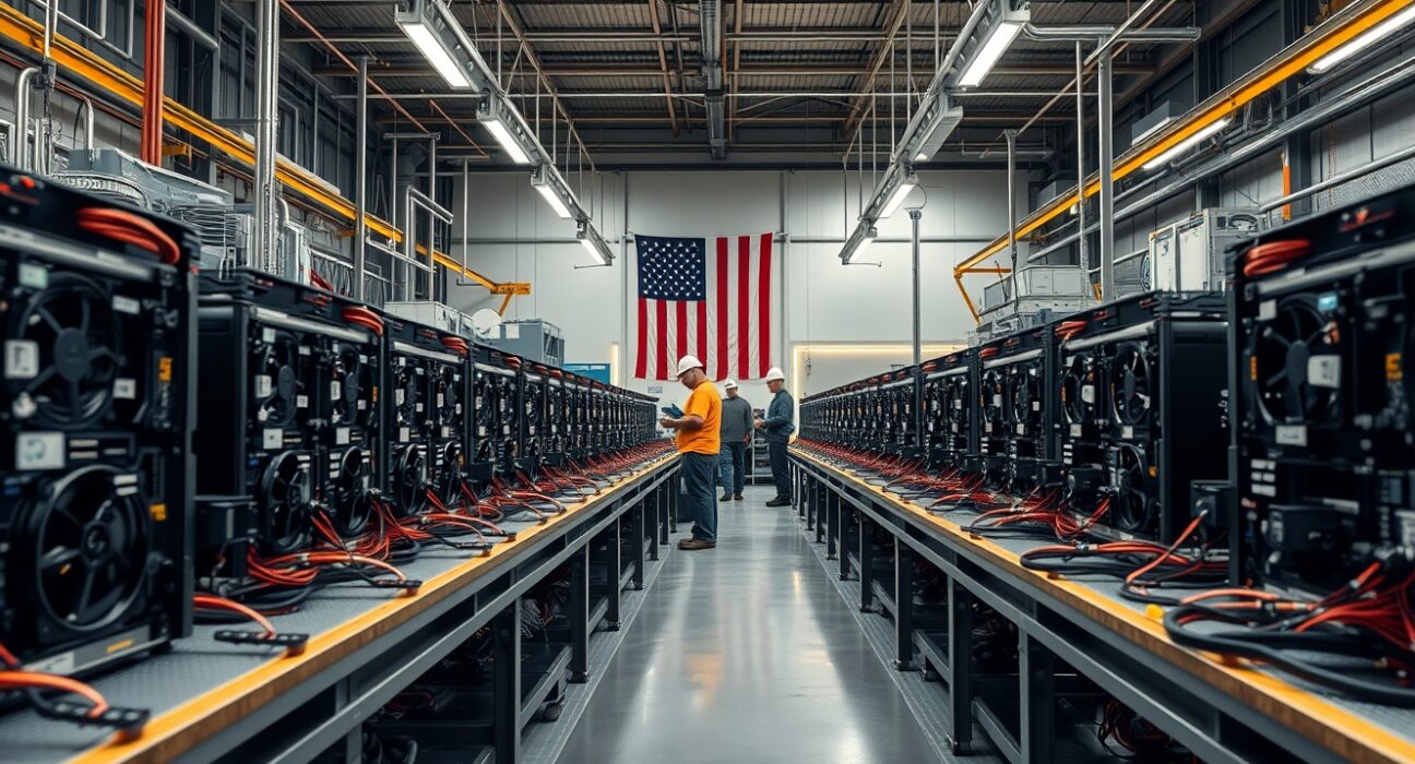 Interior of Bitdeer's new mining rig manufacturing facility in Sparks, Nevada