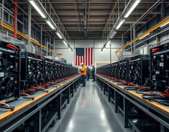 Interior of Bitdeer's new mining rig manufacturing facility in Sparks, Nevada