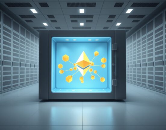 BitDigital's $65.3 million Ethereum stake secured in a digital vault, symbolizing institutional crypto investment.