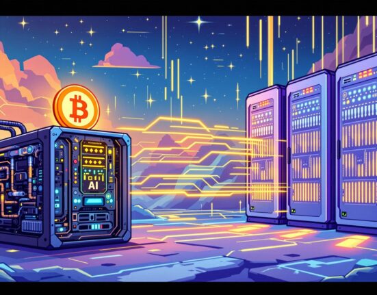 A visual metaphor for Bitfarms' strategic shift towards Bitfarms AI and high-performance computing, illustrating evolution from mining to data processing.