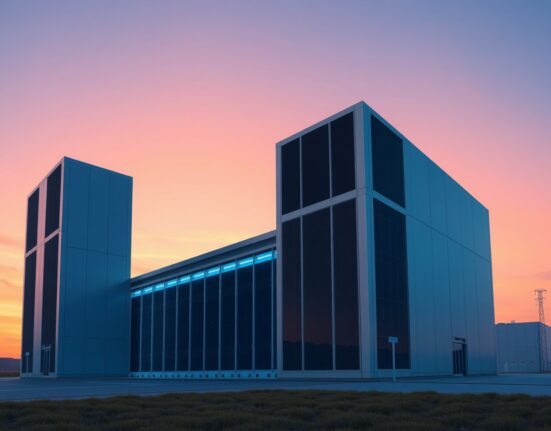 Modern digital infrastructure facility representing Bitfarms rebrand to Keel Infrastructure.