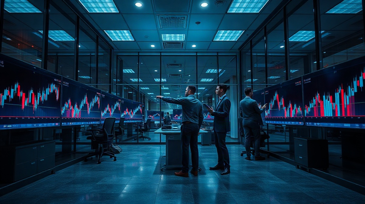 Exchange analysts reviewing wallet-monitoring charts in a dim operations room after a security incident