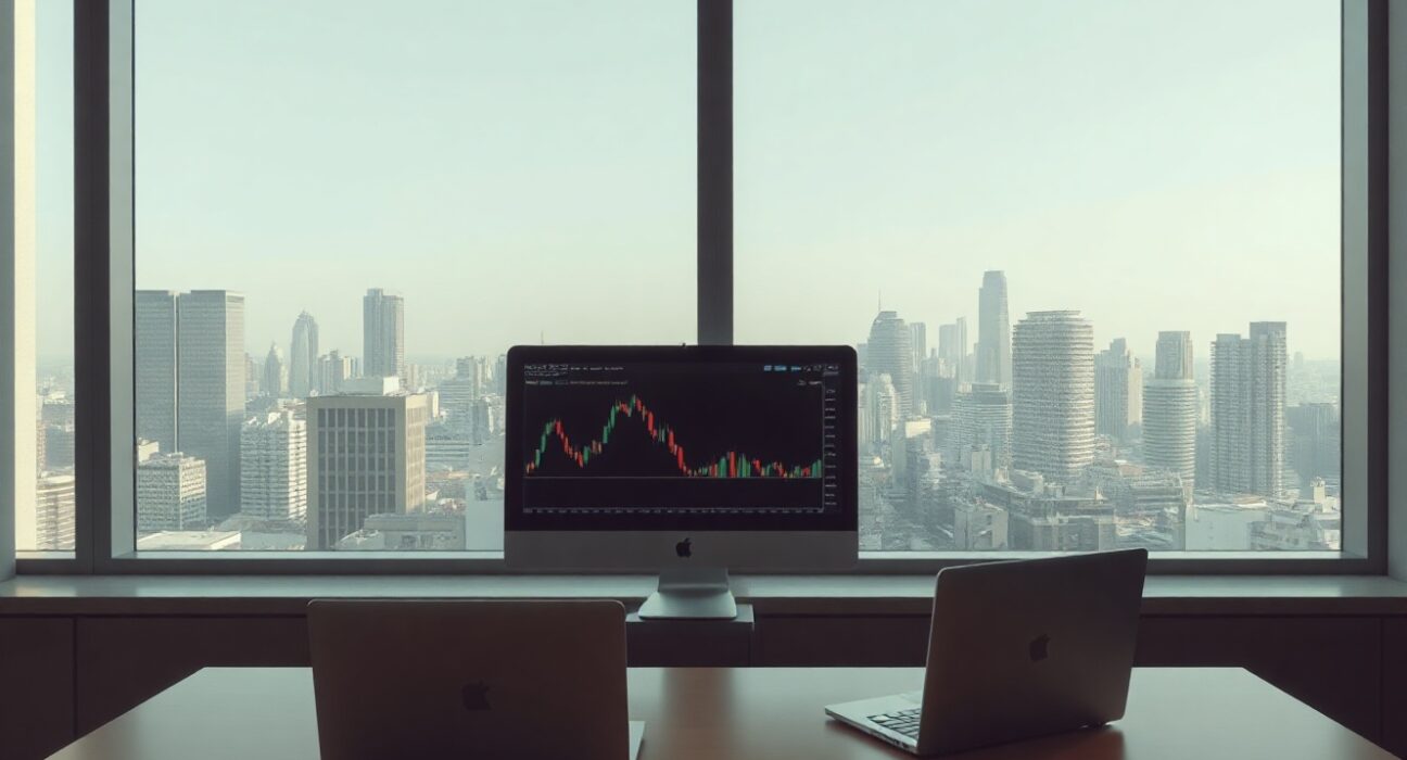 Bitget exchange office in Tokyo with trading monitor, symbolizing regulatory exit from Japan