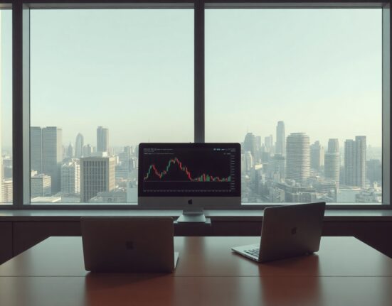 Bitget exchange office in Tokyo with trading monitor, symbolizing regulatory exit from Japan