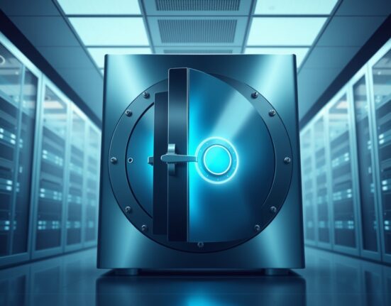 Secure digital vault representing BitGo's $81.6 billion cryptocurrency custody holdings.