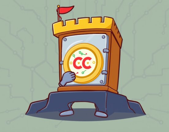 A secure digital vault protecting Canton Network's CC token, symbolizing BitGo's custody support for institutional investors.
