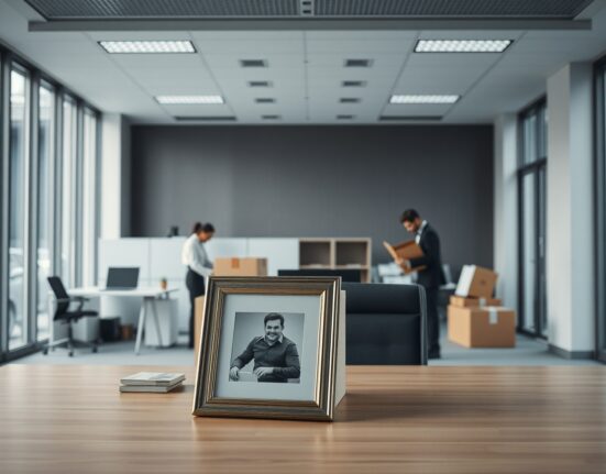 BitGo office scene with employees packing belongings, reflecting corporate restructuring and layoffs.