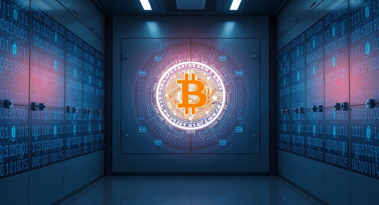 Institutional Bitcoin vault with quantum-resistant digital security panels