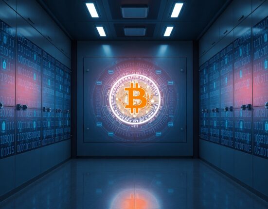 Institutional Bitcoin vault with quantum-resistant digital security panels