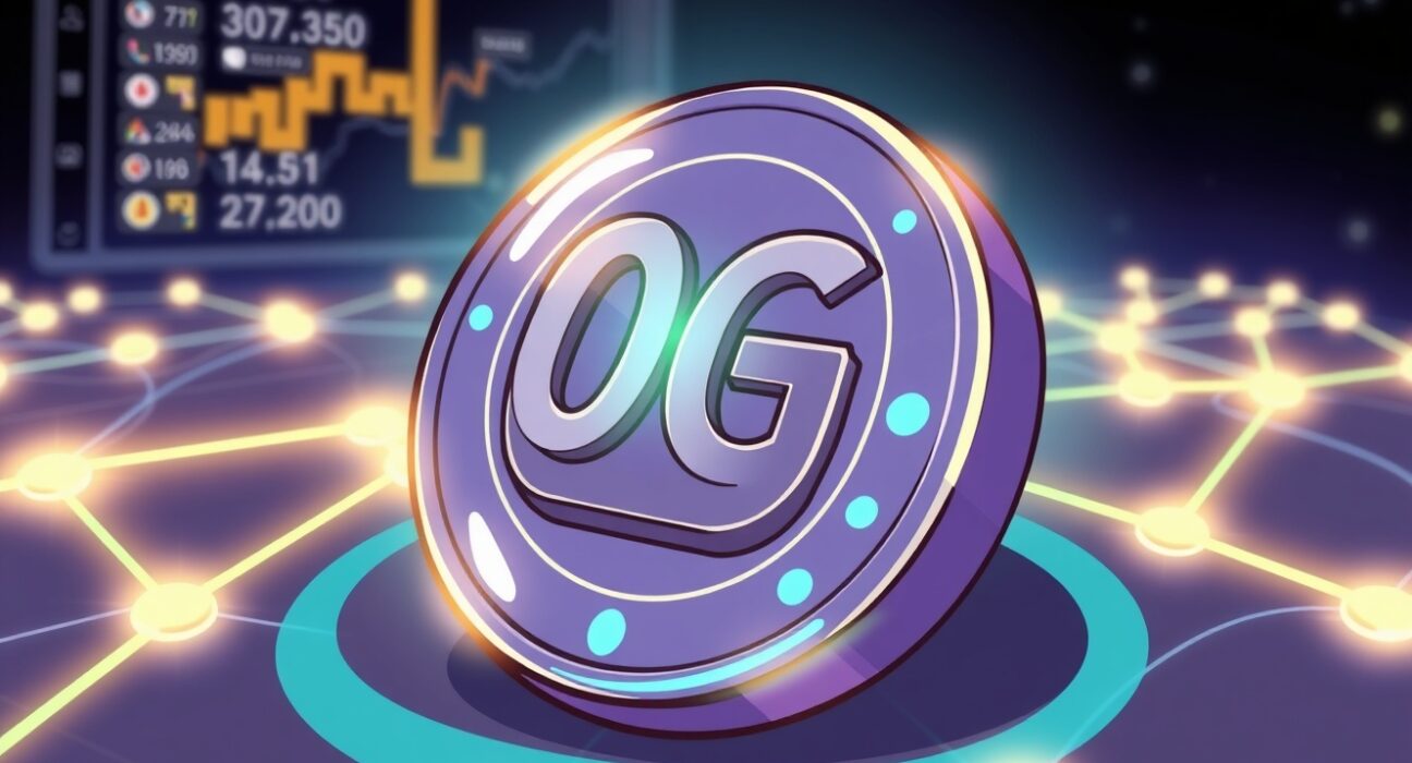 A cartoon illustration showing a temporary halt for 0G deposits and withdrawals on Bithumb for a mainnet upgrade.