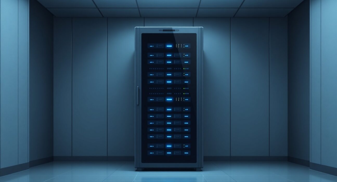 Secure server infrastructure representing Bithumb's 2025 financial growth and operational resilience.