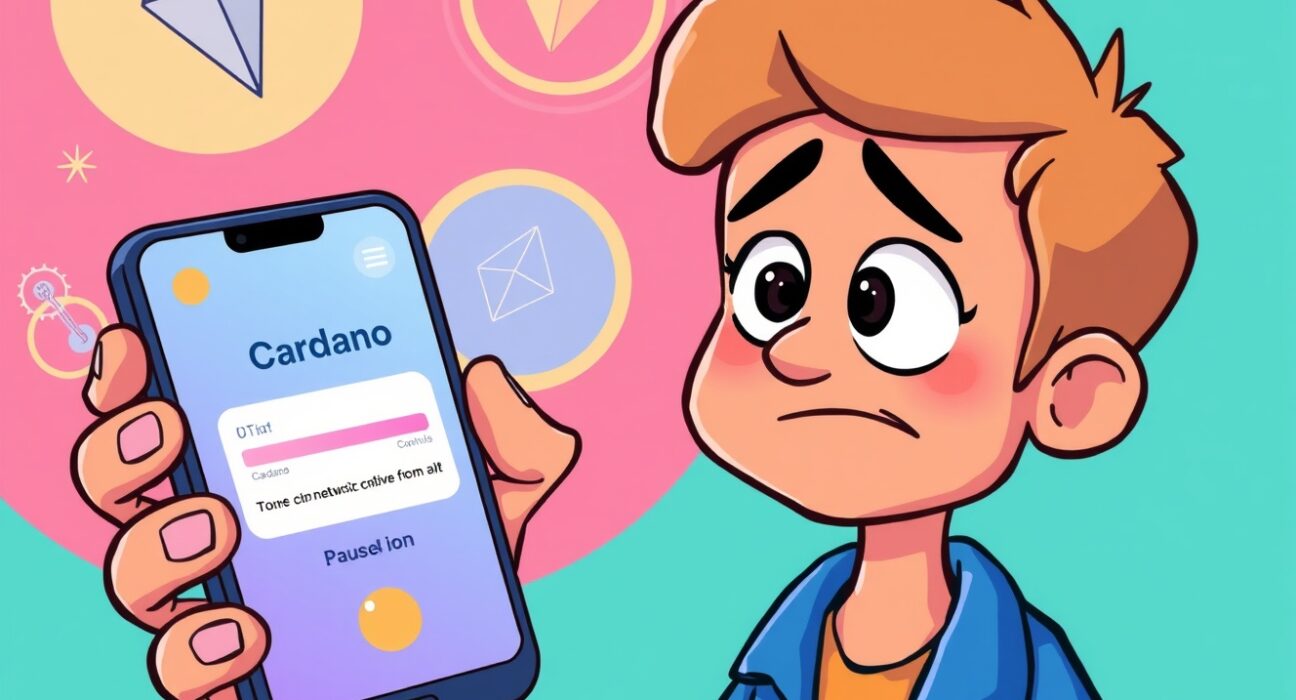 Bithumb ADA suspension announcement showing paused Cardano transactions on mobile app